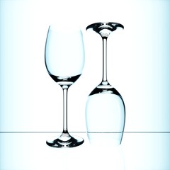 3D render. Glass goblets on a white background