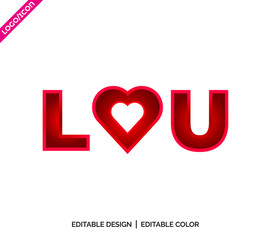 red love or heart shape icon with an i love you hand symbol art. I love you concept illustration