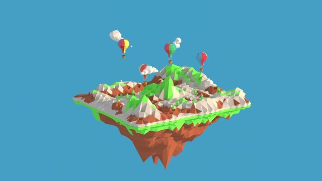 3D illustrator Cappadocia Turkey. 3d rendering low polygon geometry background. Abstract polygonal geometric Shape. Lowpoly minimal style art.