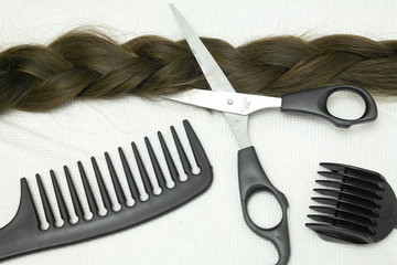 background for ads, banners, posters, and beauty salons, Barber, hair curl, clipper, scissors, comb