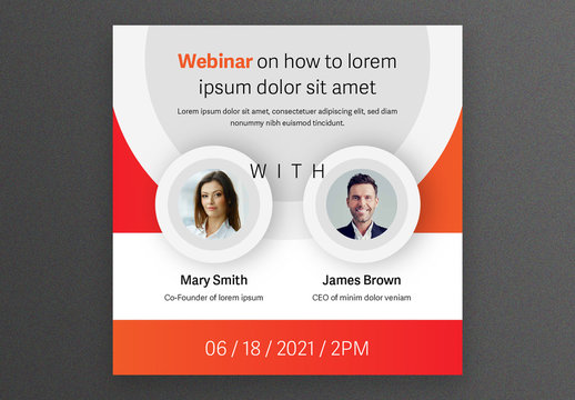 Webinar Social Media Post Layout with Orange Accents