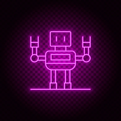 Robot, vector, neon icon illustration isolated sign symbol- Neon vector icon
