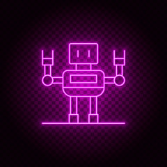 Robot, vector, neon icon illustration isolated sign symbol- Neon vector icon