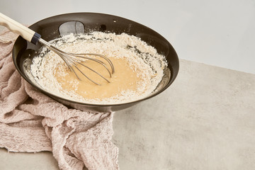 Mixing ingredients of a sponge cake