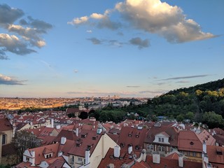 Fototapeta na wymiar panorama of prague from the hill in summer