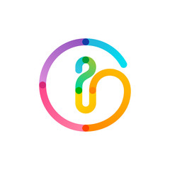 Obraz premium Letter I logo in a rainbow gradient circle. Impossible one line style.