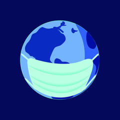 Vectore image of Earth planet in a medical mask