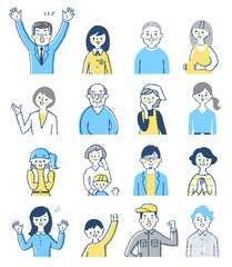 喜んでいる人々　上半身　セット