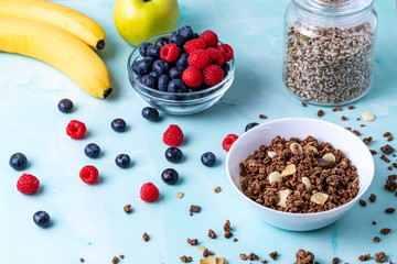 Muesli with berries on the table
