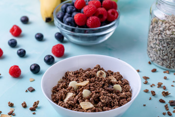 Muesli with berries on the table
