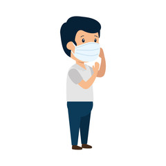 businessman using face mask isolated icon vector illustration design
