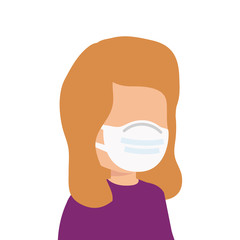 cute girl using face mask isolated icon vector illustration design