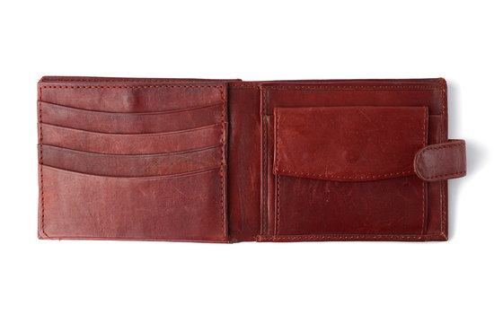 brown leather wallet isolated on a white background, stylish men's accessory