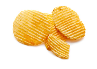 Potato Chips Isolated on White Background