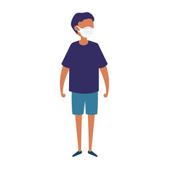 boy using face mask isolated icon vector illustration design