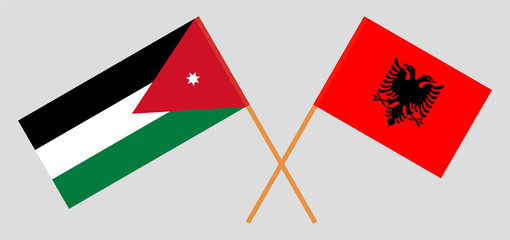 Crossed flags of Jordan and Albania