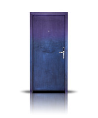 Blue Wooden Door Isolated on White Background