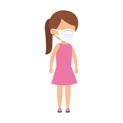 cute girl using face mask isolated icon vector illustration design