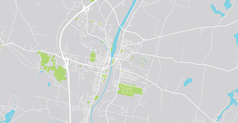Urban vector city map of Augusta, USA. Maine state capital