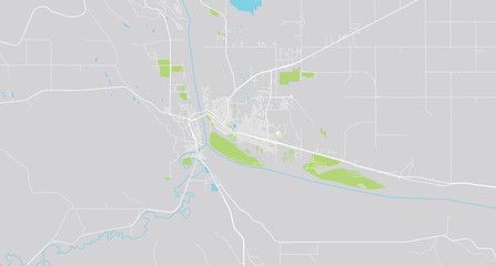 Urban vector city map of Pierre, USA. South Dakota state capital