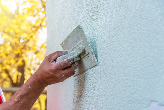 Application Of Facade Plaster outdoor.