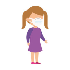 cute girl using face mask isolated icon vector illustration design