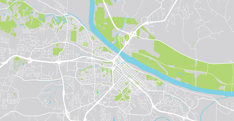 Urban vector city map of Jefferson City, USA. Missouri state capital