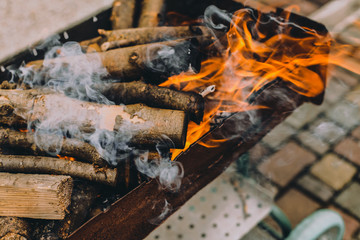 hot coals burning in a fireplace