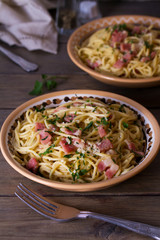 Garlic Bacon pasta. Italian food