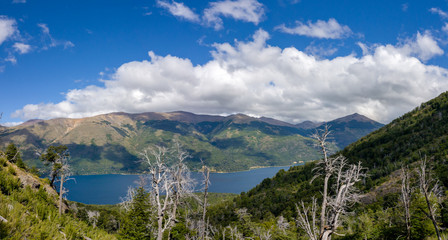 Fototapeta na wymiar panoramic view of patagonic lake