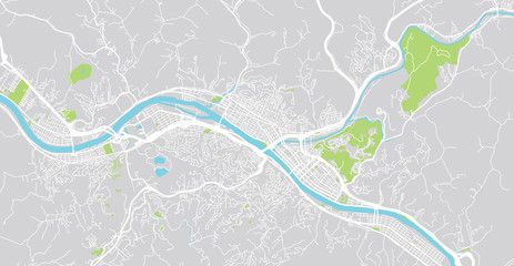 Fototapeta premium Mapa miasta wektor miejskich Charleston, USA. Stolica stanu Wirginia Zachodnia