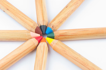 colored pencils isolated on white
