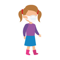 cute girl using face mask isolated icon vector illustration design