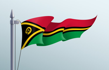 Vanuatu flag state symbol isolated on background national banner. Greeting card National Independence Day of the Republic of Vanuatu. Illustration banner with realistic state flag.