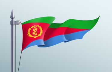 Eritrea flag state symbol isolated on background national banner. Greeting card National Independence Day of the State of Eritrea. Illustration banner with realistic state flag.