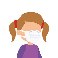 cute girl using face mask isolated icon vector illustration design