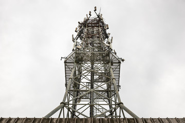 Antenna used for mobile phones telecommunications. Cellular radio tower.