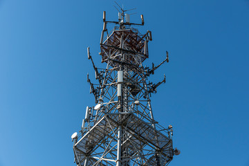 Cellular radio tower, antenna used for mobile phones telecommunications.