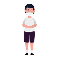 boy using face mask isolated icon vector illustration design