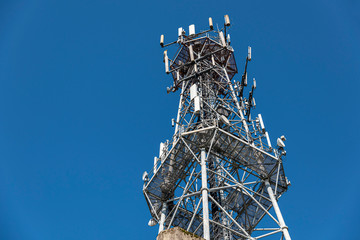 Cellular radio tower, antenna used for mobile phones telecommunications.