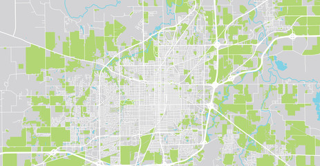 Obraz premium Urban vector city map of Springfield, USA. Illinois state capital