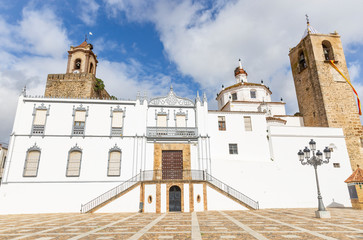 Fototapeta premium Church of Santa Maria de la Plaza in Fregenal de la Sierra town, province of Badajoz, Extremadura, Spain