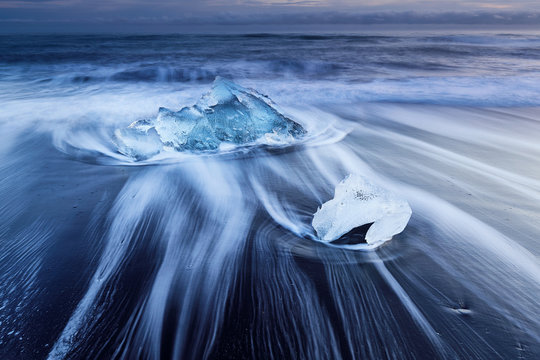 Ice blocks at Diamond Beach in Iceland