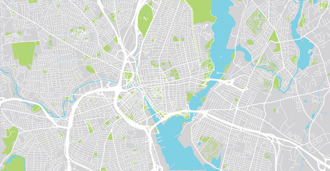 Urban vector city map of Province, USA. Rhode Island state capital