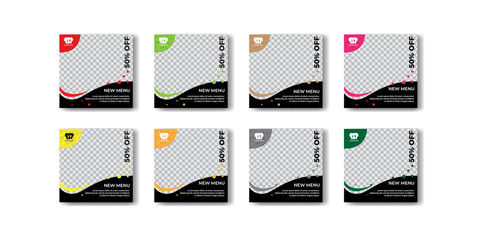 restaurant social media post design template promotion