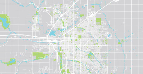 Urban vector city map of Lincoln, USA. Nebraska state capital