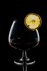 cognac bottle glass of cognac
