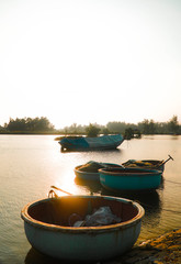 Vietnamese fishing boats on the water 