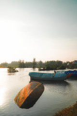 vietnamese fishing boats on the water 