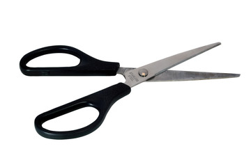 Scissors for cutting hair isolate on a white background close-up.